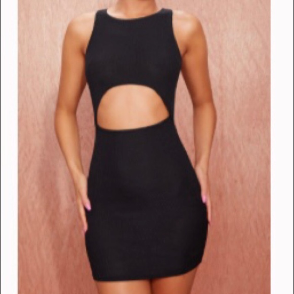 NWT Pretty Little Thing Cut Out Black Mini Dress